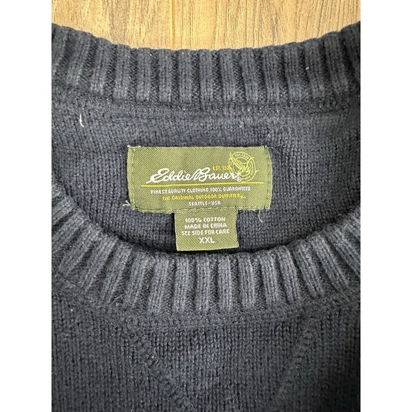 Eddie Bauer Sweater Mens XXL Tall Blue Knit Crewneck Pullover‎ Outdoors - Picture 8 of 14